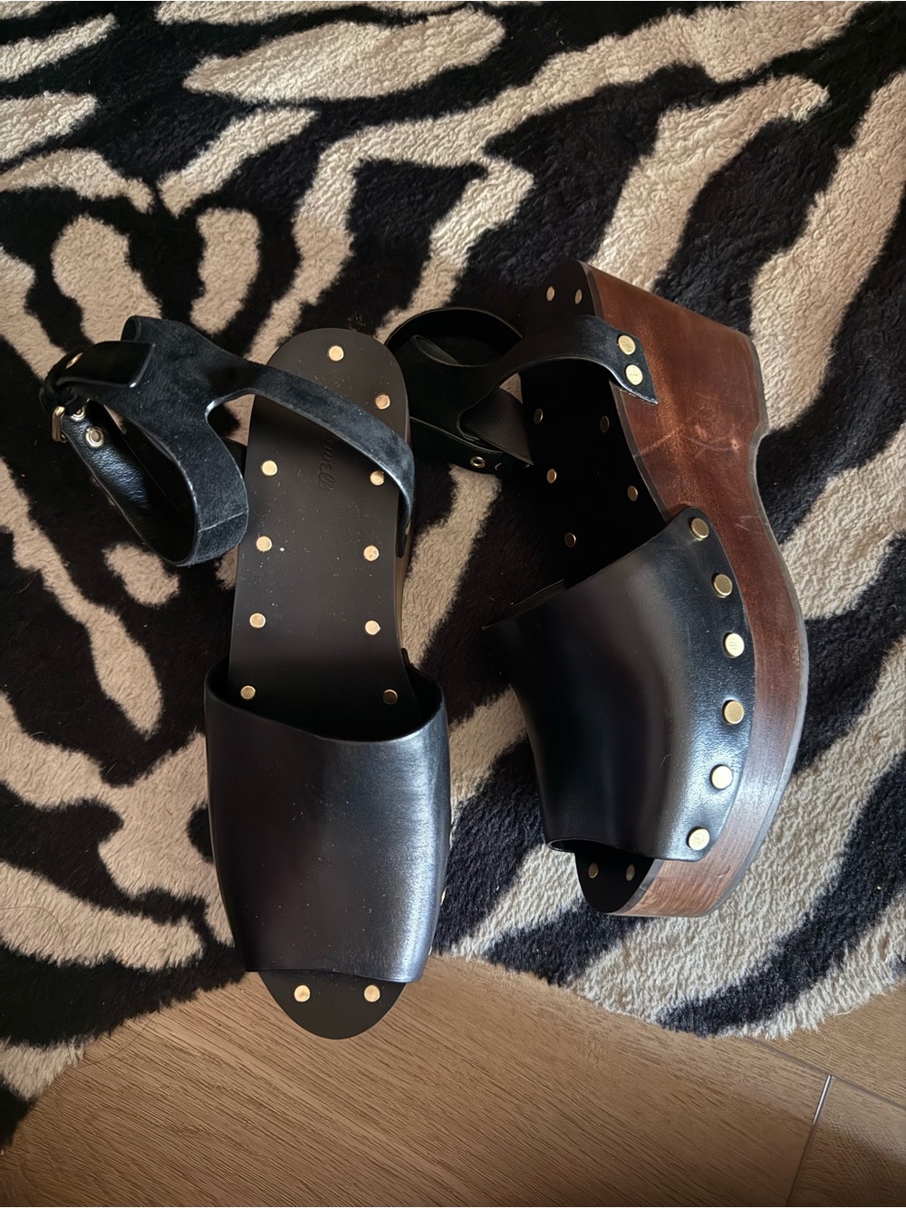 Madewell Anouk Platform Clog Sandal Black Sz 9